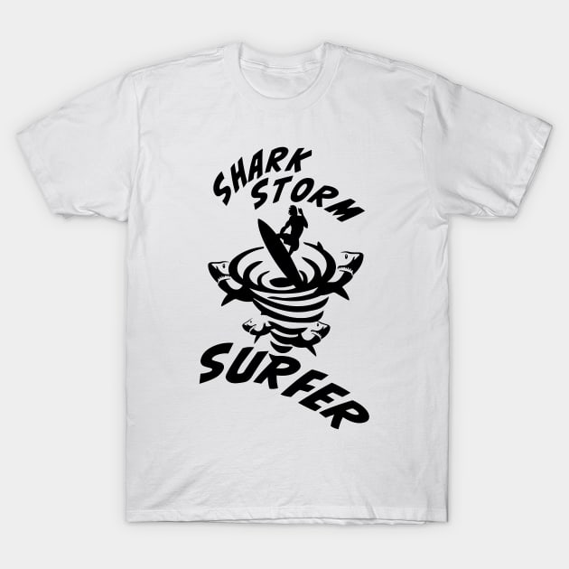 Shark Storm Surfer. T-Shirt by OriginalDarkPoetry